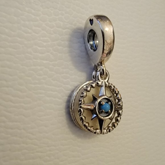 New Authentic Pandora Charm Compass Dangle Sterling Silver - Picture 2 of 6